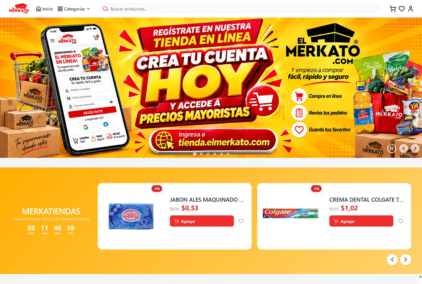 Tienda en línea de El Merkato en escritorio